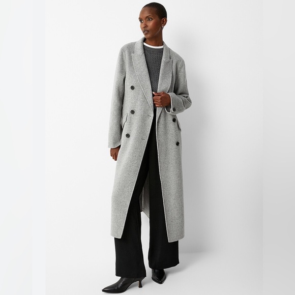 Simons Jackets & Blazers - Simons Recycled Wool Blend Gray Double-Breasted Long Overcoat L/XL